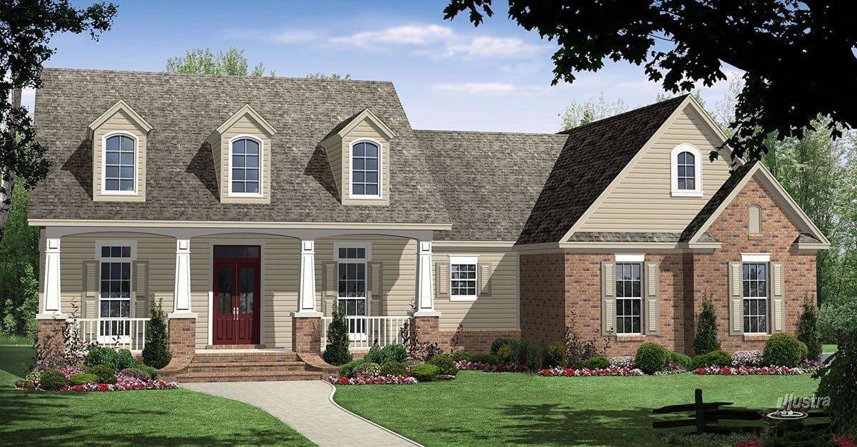 Front elevation of Country home (ThePlanCollection: House Plan #141-1036)