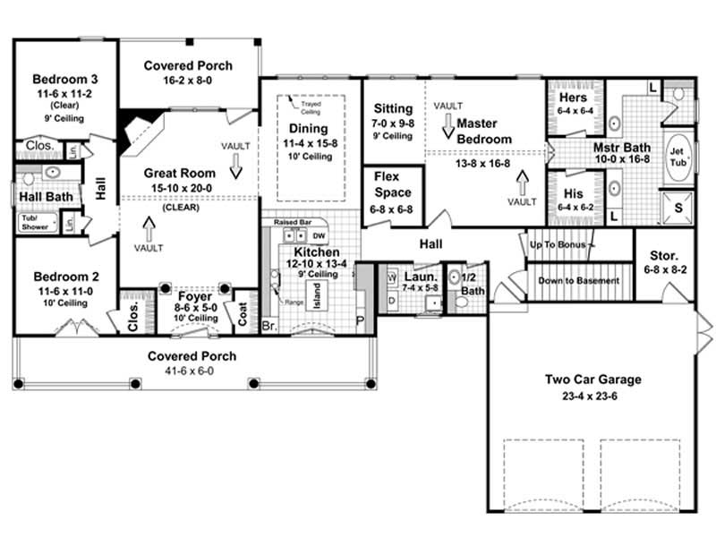Floor Plan First Story of Country Plan #141-1037