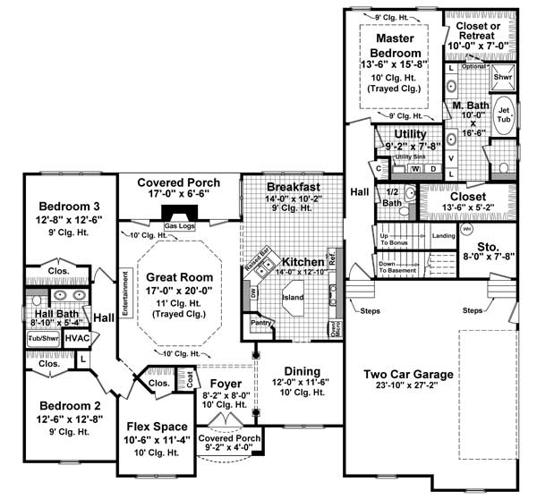 Floor Plan First Story of European Plan #141-1039