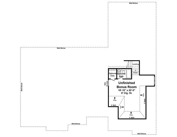 Floor Plan Bonus Room of European Plan #141-1039