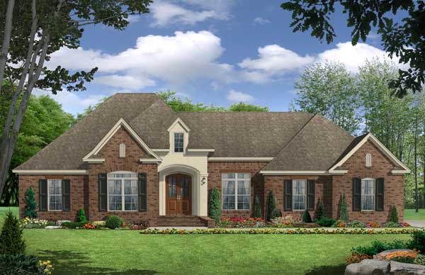 Front elevation of European home (ThePlanCollection: House Plan #141-1039)