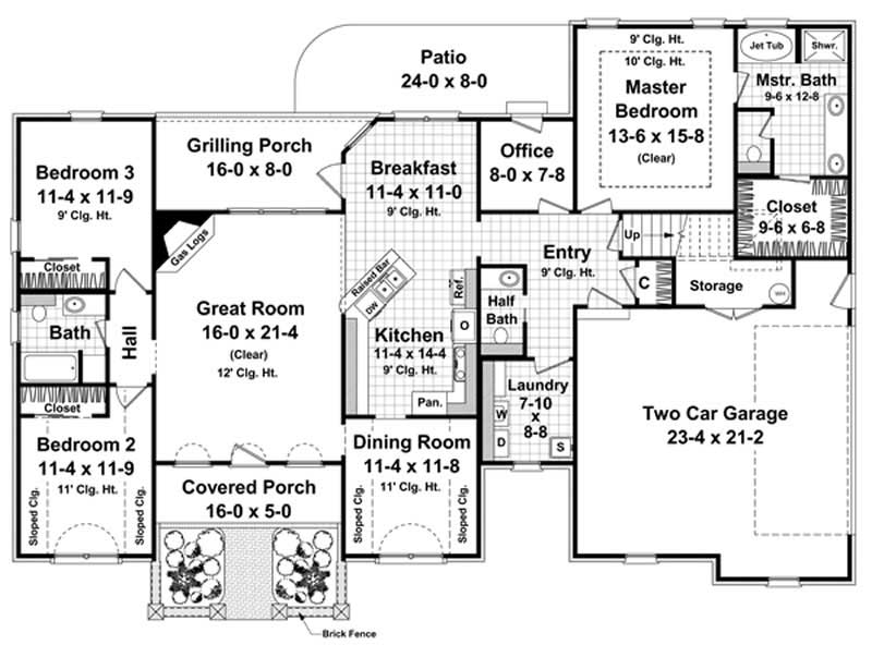 Floor Plan First Story of Country Plan #141-1044