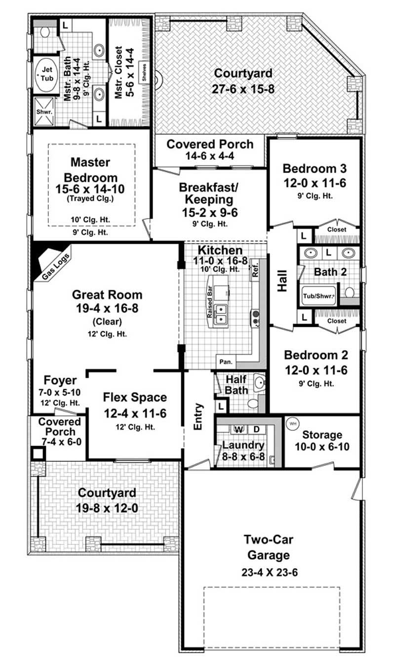 Floor Plan First Story of Country Plan #141-1045