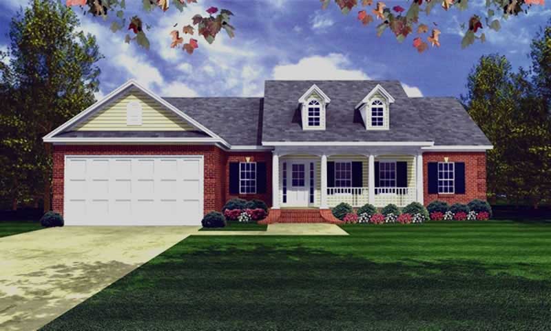Front elevation of Country home (ThePlanCollection: House Plan #141-1051)