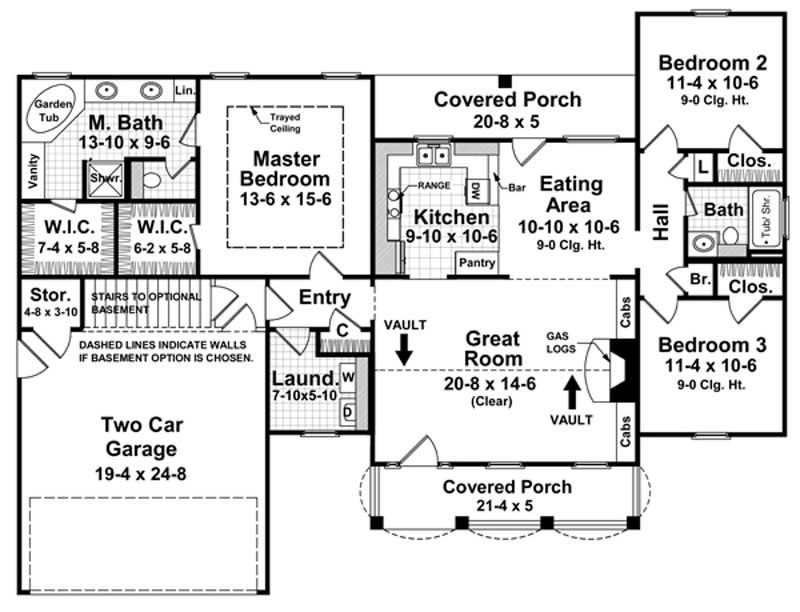 Floor Plan First Story of Country Plan #141-1051