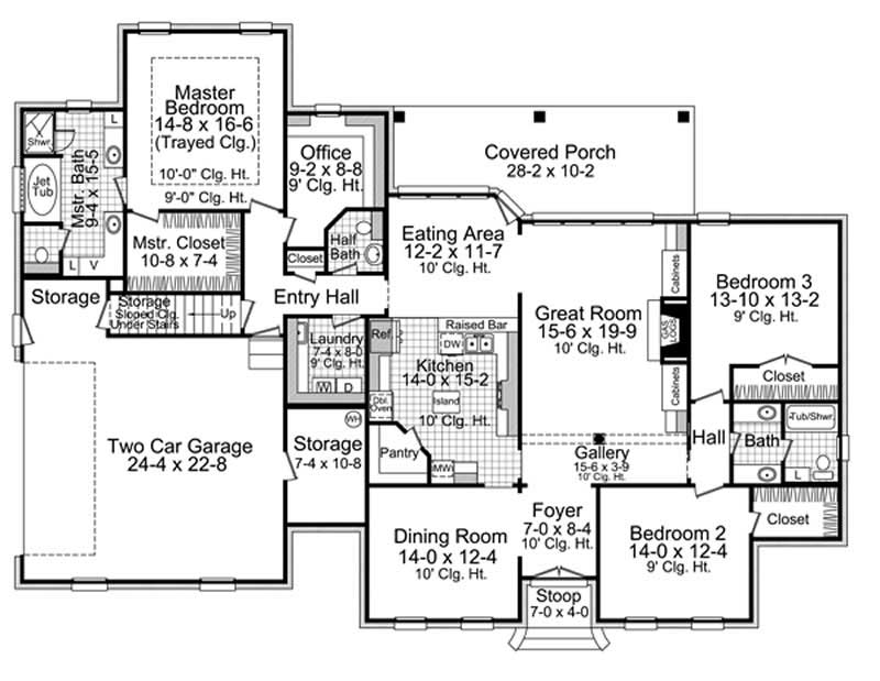 Floor Plan First Story of Country Plan #141-1053