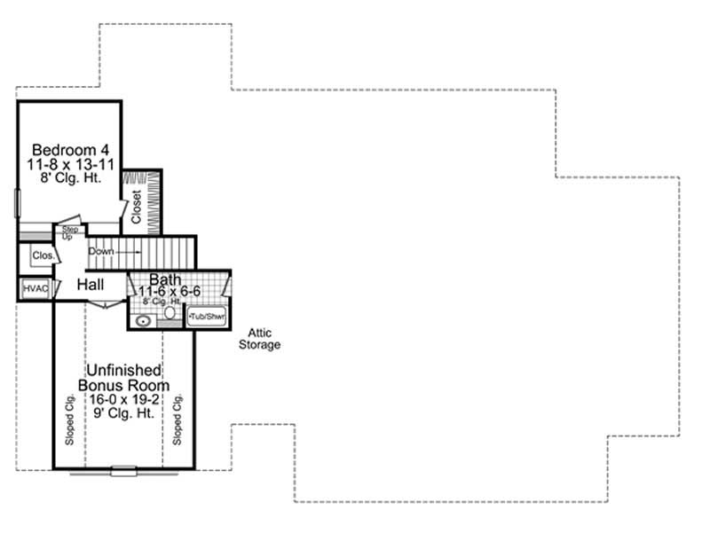 Floor Plan Second Story of Country Plan #141-1053