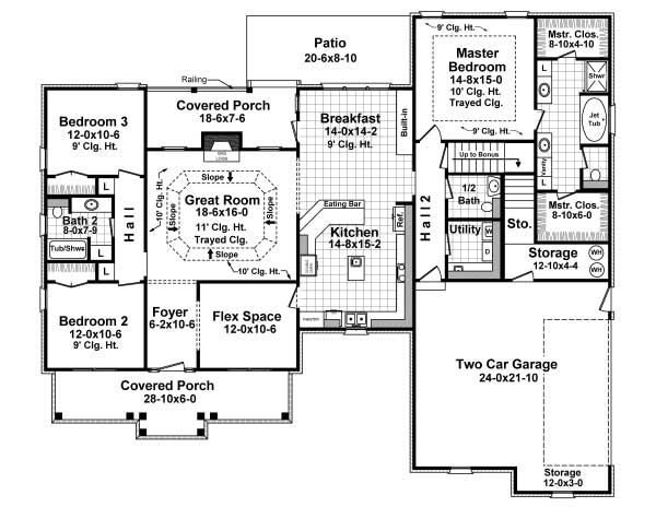 Floor Plan First Story of Country Plan #141-1058