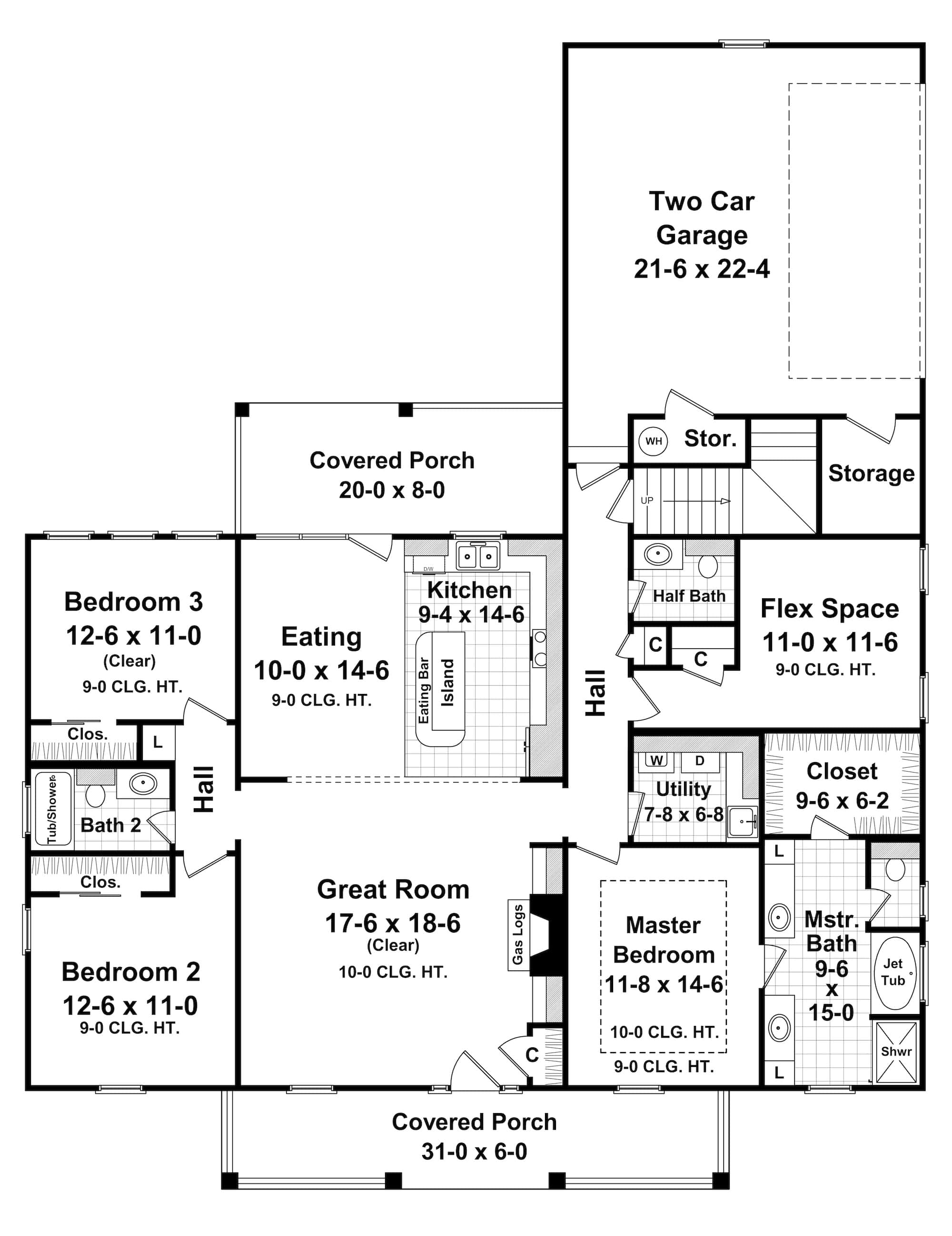 Floor Plan First Story of Country Plan #141-1061