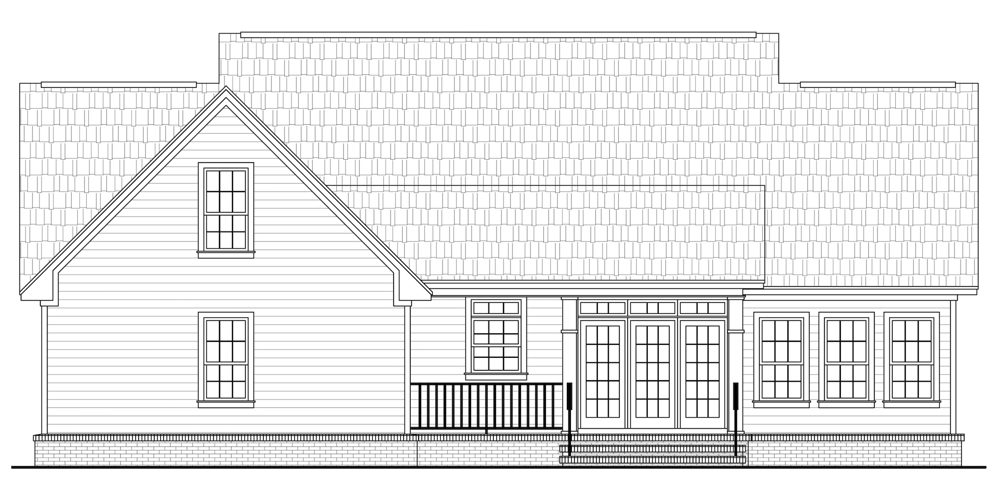 Home Plan Rear Elevation of this 3-Bedroom,1888 Sq Ft Plan -141-1061