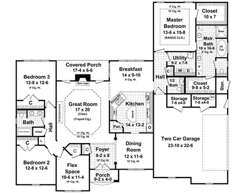 Floor Plan First Story of Country Plan #141-1062