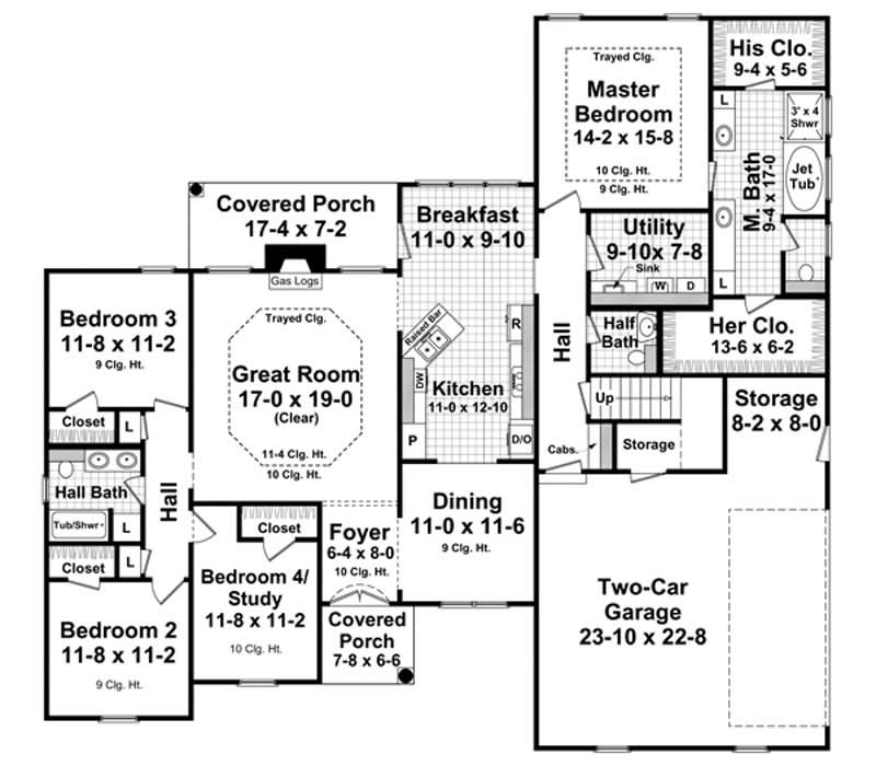 Floor Plan First Story of Country Plan #141-1063