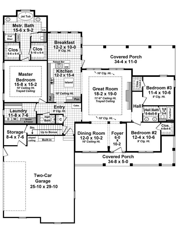 Floor Plan First Story of Cape Cod Plan #141-1065