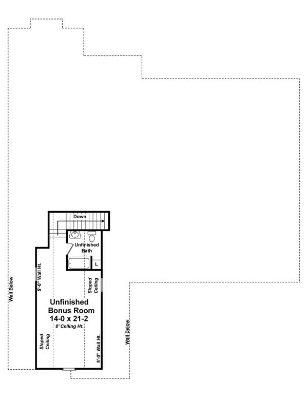 Floor Plan Second Story of Cape Cod Plan #141-1065