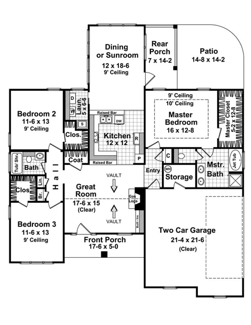 Floor Plan First Story of Country Plan #141-1067