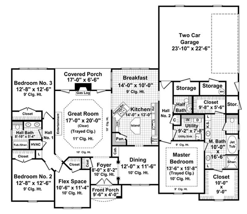Floor Plan First Story of Country Plan #141-1069