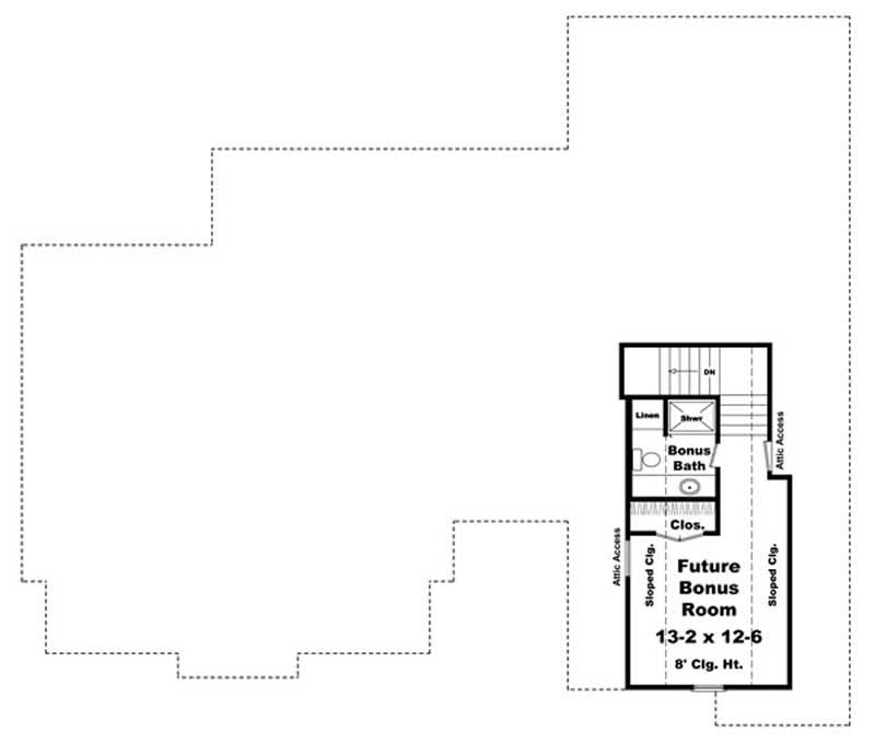 Floor Plan Bonus Room of Ranch Plan #141-1072