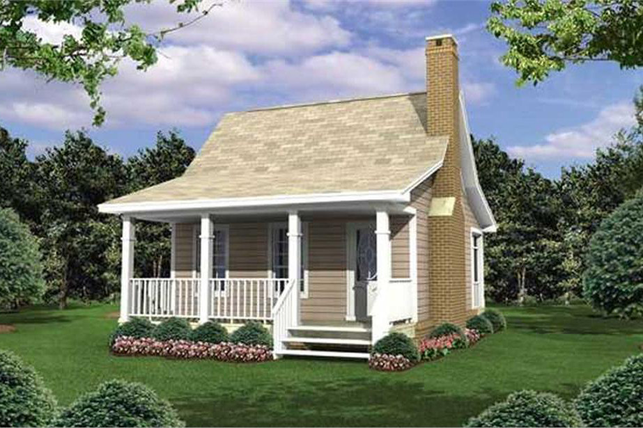 Color rendering of Country home plan (ThePlanCollection: House Plan #141-1076)