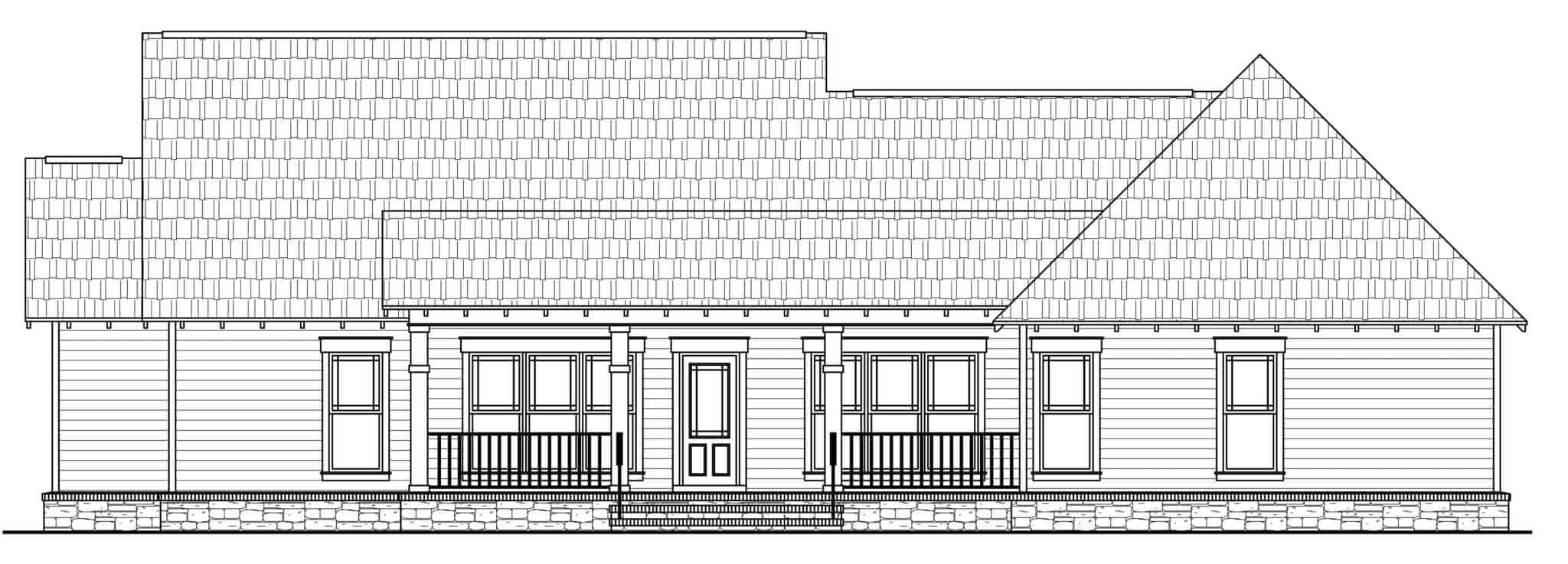 Home Plan Rear Elevation of this 3-Bedroom,1800 Sq Ft Plan -141-1077