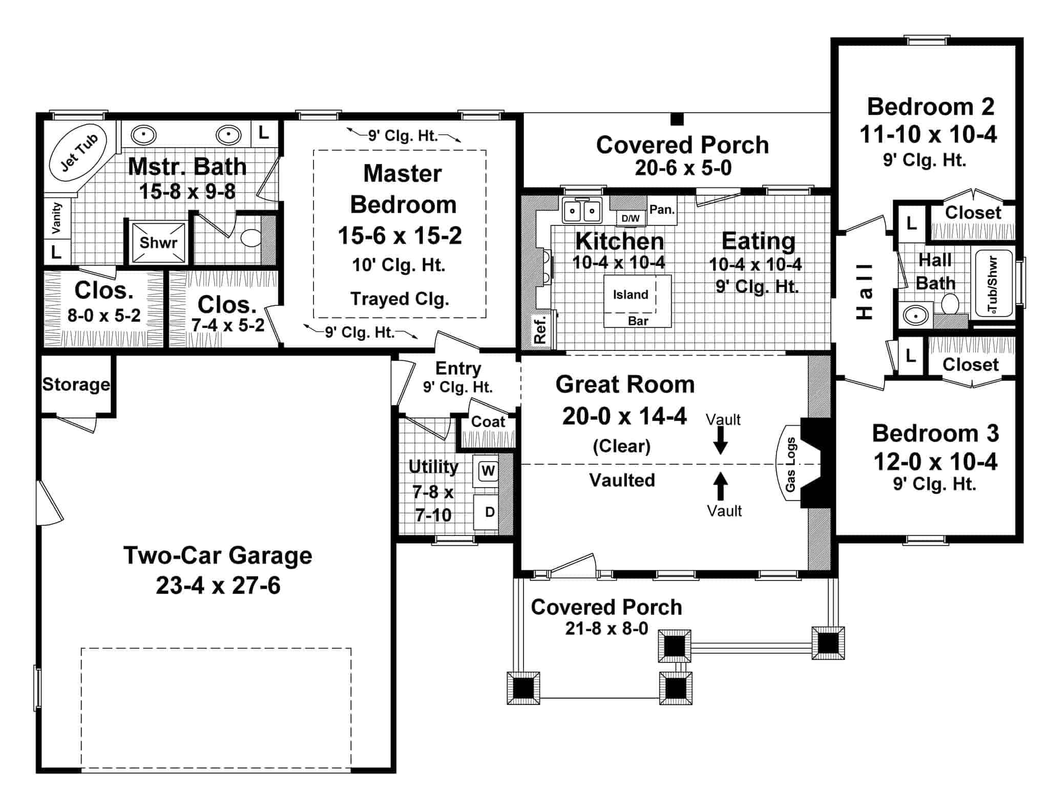 Floor Plan First Story of Craftsman Plan #141-1081