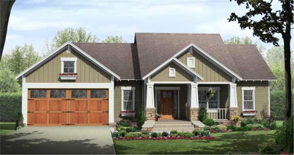 Home Plan Front Elevation of this 3-Bedroom,1604 Sq Ft Plan -141-1081