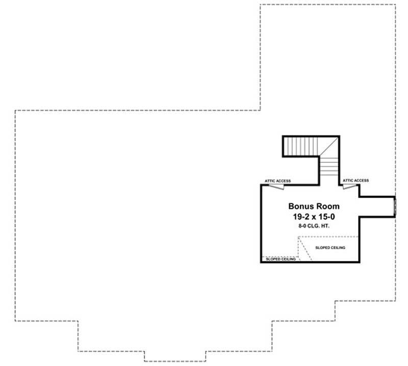 Floor Plan Second Story of Acadian Plan #141-1082