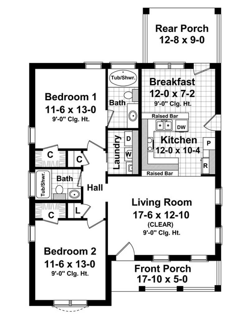 Floor Plan First Story of Country Plan #141-1083