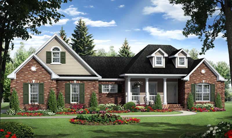 Front elevation of Country home (ThePlanCollection: House Plan #141-1084)
