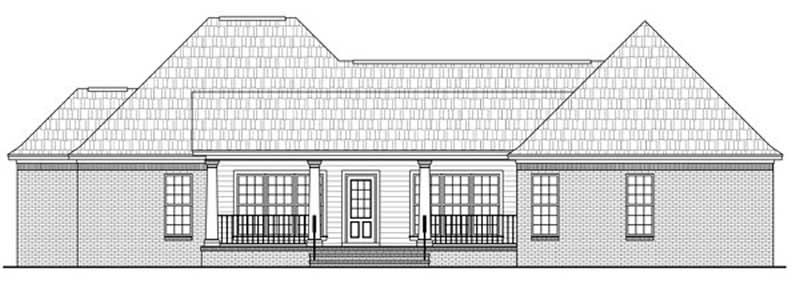 Home Plan Rear Elevation of this 3-Bedroom,1800 Sq Ft Plan -141-1084