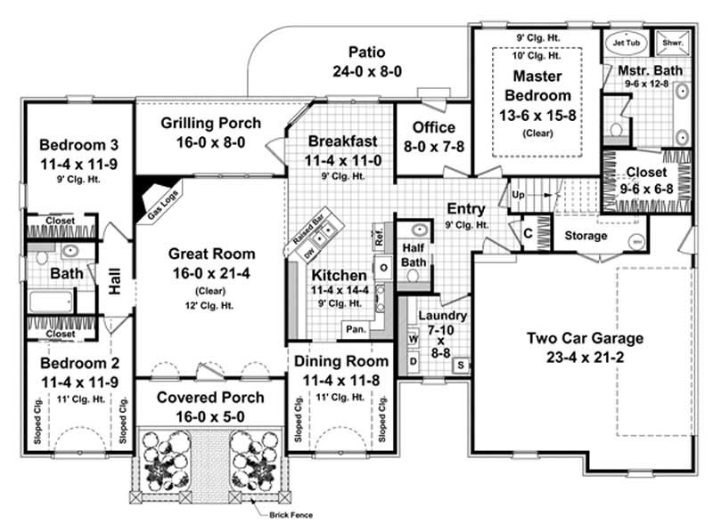 Floor Plan First Story of Country Plan #141-1085