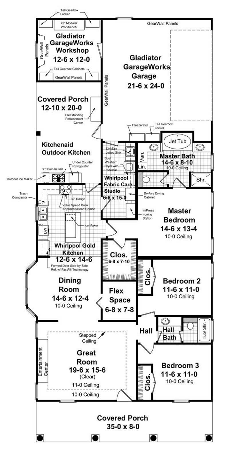 Floor Plan First Story of Country Plan #141-1087