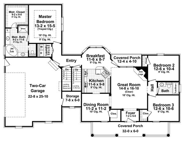 Floor Plan First Story of Country Plan #141-1088