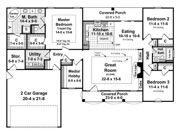 Floor Plan First Story of Cape Cod Plan #141-1089
