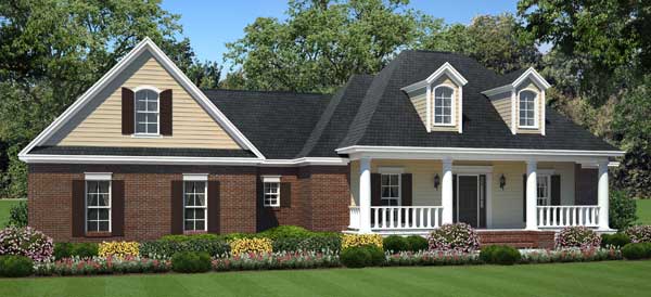 This is a computer rendering of these French Country Home Plans.