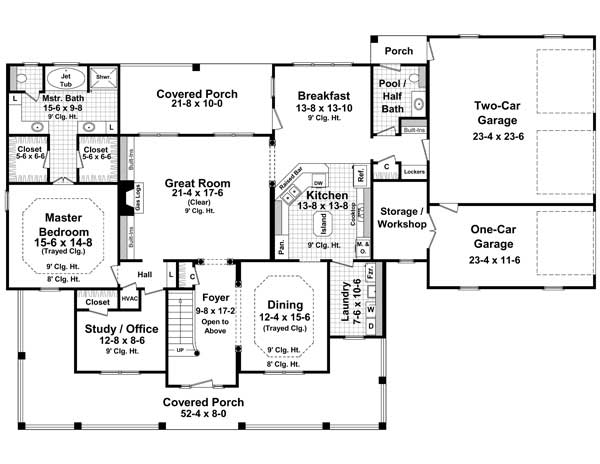 Floor Plan First Story of Country Plan #141-1092