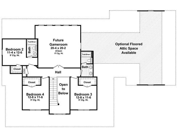 Floor Plan Second Story of Country Plan #141-1092