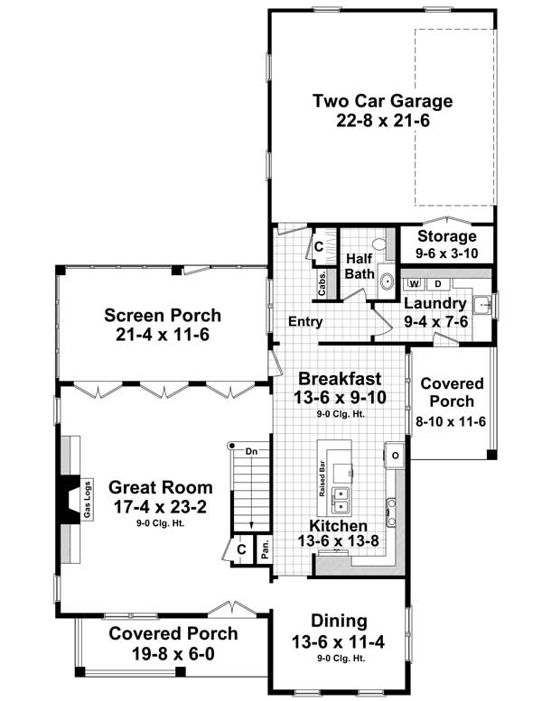 Floor Plan First Story of Southern Plan #141-1093