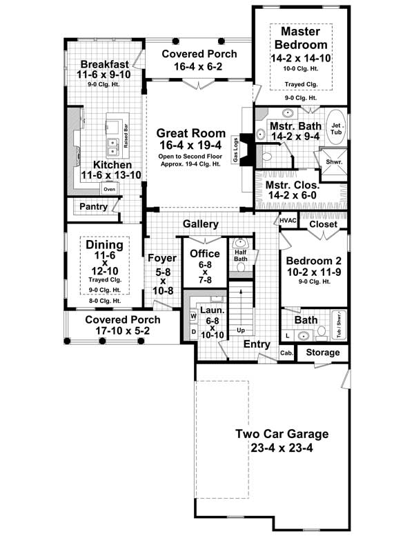 Floor Plan First Story of Country Plan #141-1094