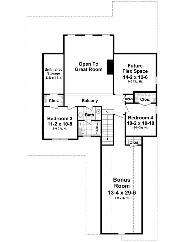 Floor Plan Second Story of Country Plan #141-1094