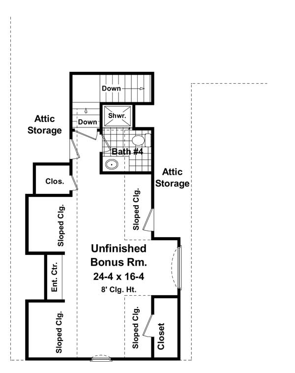 Floor Plan Bonus Room of Country Plan #141-1097