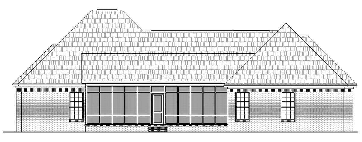 Home Plan Rear Elevation of this 4-Bedroom,2500 Sq Ft Plan -141-1097