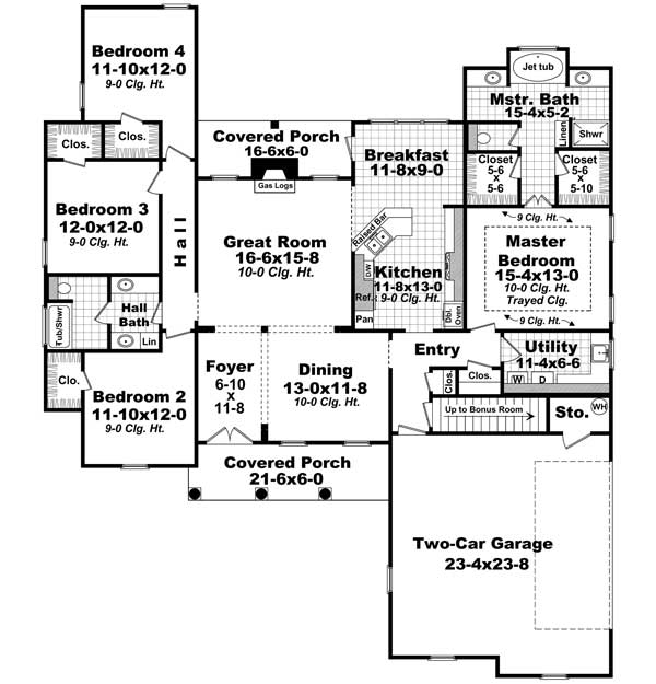 Floor Plan First Story of Cape Cod Plan #141-1098