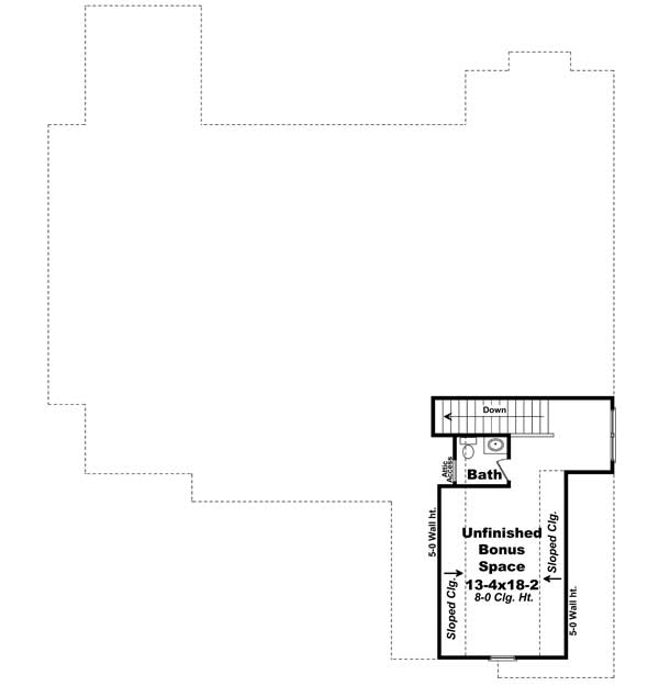 Floor Plan Bonus Room of Cape Cod Plan #141-1098