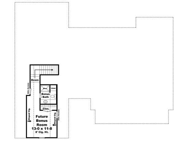 Floor Plan Bonus Room of Country Plan #141-1099
