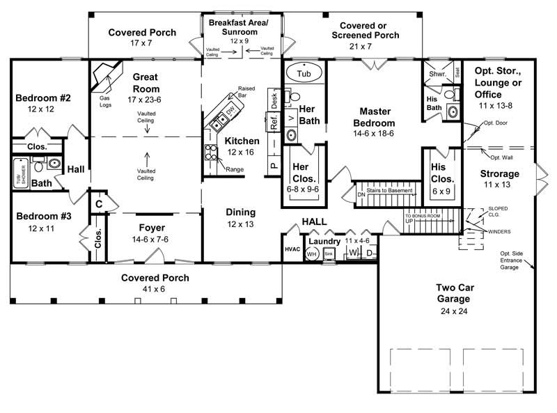 Floor Plan First Story of Ranch Plan #141-1100