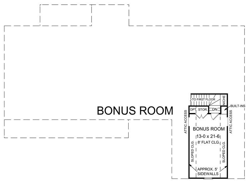 Floor Plan Second Story of Ranch Plan #141-1100