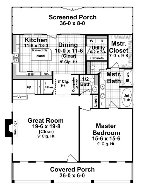 Floor Plan First Story of Country Plan #141-1101