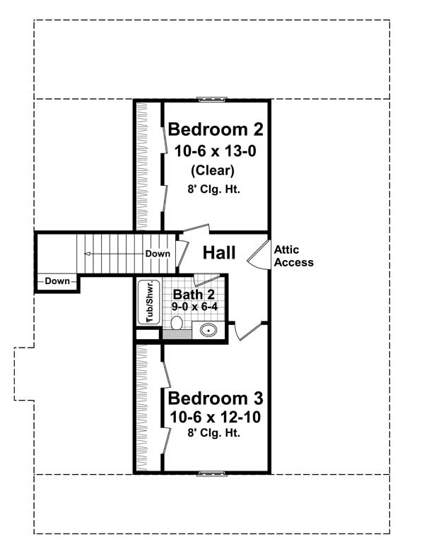 Floor Plan Second Story of Country Plan #141-1101