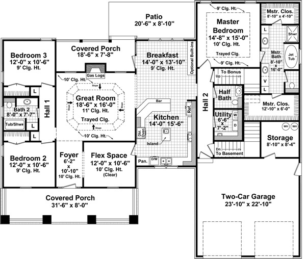 Floor Plan First Story of Country Plan #141-1103