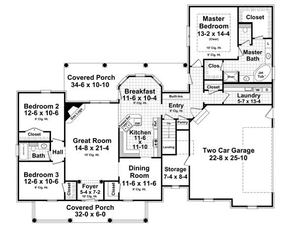 Floor Plan First Story of Country Plan #141-1105